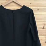 Lafayette 148 Size Medium V Neck Elbow Length Ruffle Sleeve Dress LBD Black Photo 6