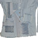 Elliott Lauren Linen Cotton Patch Denim Long Sleeve Top 8 Blue Photo 4