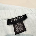 Vintage Diagonal Linen Cotton Elastic Pull On Pants Pastel Light Blue Vtg Medium Photo 5