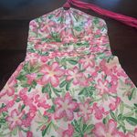 Lilly Pulitzer  Silk Vintage Label Halter Dress Floral Pink Cottagecore Women‎ 8 Photo 3