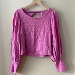Free People Tea Time Top in Plumeria Pink Fitted Lace Keyhole Back Crop Size L Photo 4