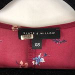 Slate + Willow Womens Top Blouse Sheer Gathered Waist Floral Red XS Photo 2