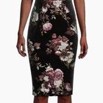 Black Halo Black Floral Velvet Knee Length Sheath Dress Size 0 Photo 0