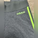 Adidas  Charcoal Leggings with Neon Green Stripes size S EUC! Photo 6