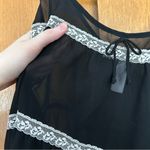 Oscar de la Renta Vintage Sheer Lace Trim Tank Black White Whimsigoth Feminine Photo 2