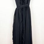 Lavetir Long Chiffon Bridesmaid Slit Leg Dress 2 Black Photo 2