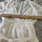 Lucy in the Sky  dress Large L Chiffon Ivory White Polkadot Ruffle Tie Waist Photo 9