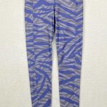 Women's Running Bare Gray Blue Zebra Print W/ Pockets Athletic Leggings Photo 2