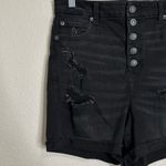 American Eagle NWT Black Curvy Super High-rise Distressed Shorts, Size 10 Photo 2