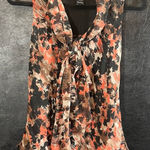 Bisou Bisou Bisou‎ Bisou Abstract Print Tie Neckline Tank Top Size Small Photo 0