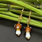 Handmade  Mushroom Lampwork Beads Drop Earrings Photo 0