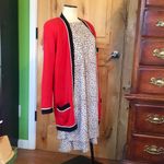 St. John By MARIE GRAY Sportswear 3-Pocket Red Blk Ecru Open Cardigan Jacket EUC M VNTG Photo 5
