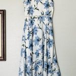 Lulus Lulu’s Zahara Blue and White Floral Print Sleeveless Midi Dress Size Small Photo 3