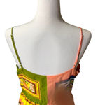 Farm Rio  Double Scarf Pastel Midi Dress Cut Out Womens Large Tropical Buttons Photo 7