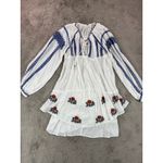 Free People NWT  Ivory Embroidered‎ Floral Wild Horses Mini Dress Peasant Boho S Photo 1
