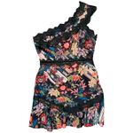 Foxiedox  Boston Proper Red Black Lace Floral One Shoulder Mini Dress size 8 Photo 10