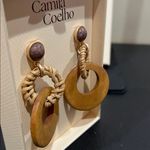 Camila Coelho  | Statement Wooden Hoop Earrings w/ Woven Detail Photo 2