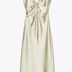 ZARA  dress maxi midi gown evening wedding party satin olive green corset Photo 6