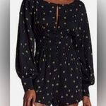 Free People Woman’s Love Grows Front Button Long Sleeve Black Romper Size Small Photo 0
