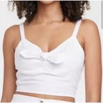 Universal Threads Universal Thread Tie-Front Crop Top Smocked Sleeveless‎ Casual White Linen M Photo 0