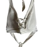 BECCA by Rebecca virtue Becca Rebecca Virtue Modern Edge White Ribbed Lace Up Strappy Halter Bikini Top Photo 6