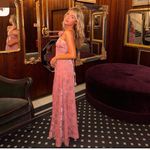 For Love & Lemons  Raya Pink Velvet Rosette Rose‎ Floral Maxi Dress Size M Photo 5