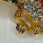 Source Unknown Vintage Bird on Branch Brooch Enamel Green Red Gold Tone Rhinestone Signed Photo 9