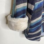 Trisha Tyler Faux Fur Tunic Top Cowl Neck Boho Geometric Pattern Size XS Blue Photo 3