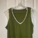 Women’s Green V Neck Lace Trim Blouse size 2XL Photo 2
