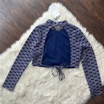 ZARA Geometric Print Open-Back Long Sleeve Crop Top Photo 5