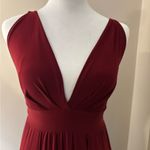 Windsor  Deep Red Plunging V-Neck Pleated Maxi Dress Size S Photo 10
