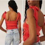 Free People  Boulevard Tie Shoulder Square Neck Tank in Guava Berry - Large Photo 1