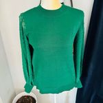 CeCe Clip Dot Sleeve Sweater, Holiday Christmas Party Top, Green, Size Small NWT Photo 1