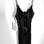 Ba&sh NEW Sz XS Ninon Satin Midi Slip Dress Open Back Cut Out Black Photo 6