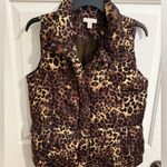 Charter Club  Quilted Animal Leopard Brown Snap Zip Front Size M Photo 0