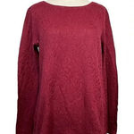 Loft  LONG SLEEVE BURGUNDY‎ MERLOT LACE DETAIL TOP SHIRT WOMEN'S SIZE MEDIUM Photo 0