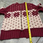 Woolrich  Womens Red Nordic Reindeer Wool Blend Cardigan Sweater Sz M Holiday EUC Photo 10