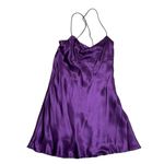 ZARA NWT  Purple Satin  lingerie style cowl neck tie back mini dress XL Photo 4