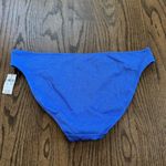 Aerie  Womens Solid Blue Textured Checkered Bikini Bottom Mid Rise Size Large Photo 1