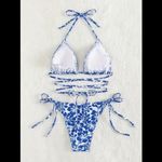 Boutique Blue & White, Tropical, Strapped, Bikini Set Photo 6