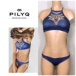 PilyQ  Cayman Embroidered Gypsy halter bikini. D-cup/M-bottom NWT Photo 1