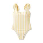 Kona Sol Yellow/White Striped Square Neck  Medium Coverage One Piece Swimsuit 
Size M‎ Photo 2