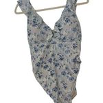 A pea in the pod NWT Ruffled Maternity Floral Swimsuit Light Blue Size M Photo 0