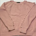 Commonwealth Pink Sweater with Pearl Accents Size L Photo 15