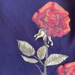 Derek Heart Navy Embroidered Roses Long Sleeves MIDI Women’s Dress SZ L #1242 Photo 6