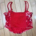 Stradivarius Red Floral Mesh Corset Top Bralette Size Small Photo 3