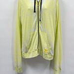 DC Burnout Zip Up Jacket Coat Hoodie Neon Lime Green Y2K Lightweight Yellow Size XL Photo 2