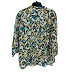 Chico's Womens Cabo Ikat 3/4 Sleeve No Iron Button Up Shirt Soleil Yellow 4 NWT Photo 2