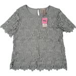 Philosophy  Lace Shirt Womens Size Small Gray‎ Top Short Sleeve Blouse New Photo 0