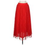 Aritzia Little Moon Red Floral Lace Pleated Midi Skirt Size Photo 2